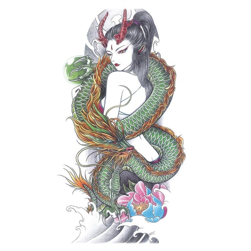 Waterproof temporary tattoo stickers for half-sleeve tattoos, one-time use.